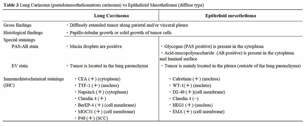 Lung Carcinoma vs Epithelioid Mesothelioma